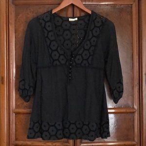 Kimichi + Blue Anthropologie Black Eyelet Top